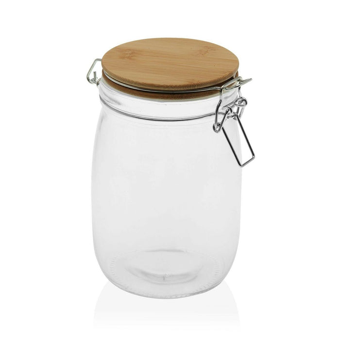 Borcan din sticlă Versa 1 L 11 x 12,5 x 11 cm Geam Bambus