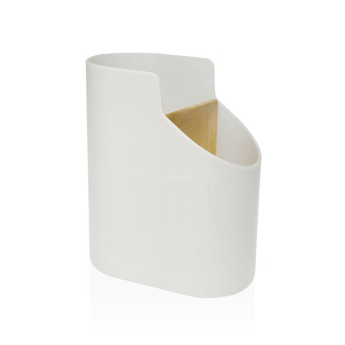 Suport pentru ustensile de bucătărie Versa Alb 8,5 x 17,6 x 15 cm ABS Bambus
