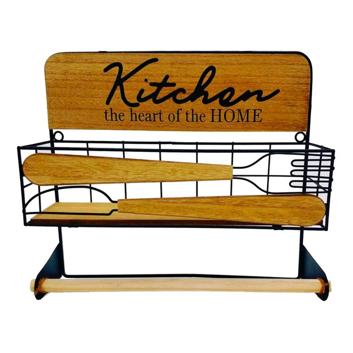 Suport pentru Role de Hârtie de Bucătărie Versa 20 x 15,2 x 14,8 cm Metal Lemn MDF