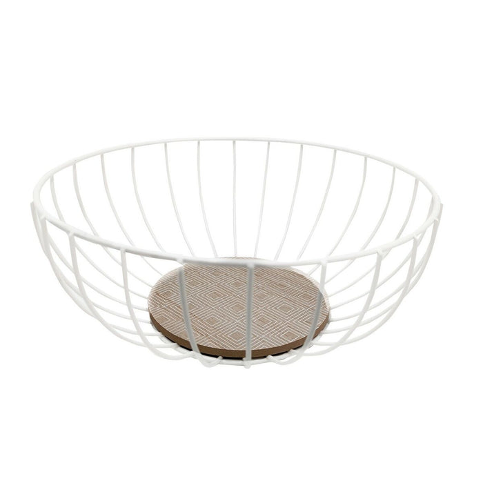 Fructieră Versa Alb Metal Lemn MDF (28 x 11 x 28 cm)