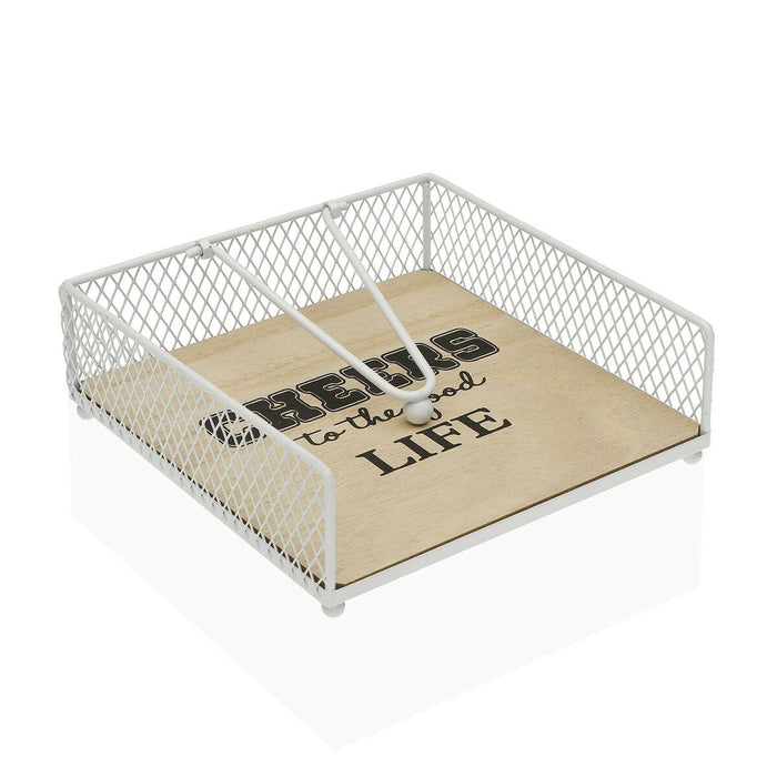 Suport pentru Șervețele Versa Alb Metal Oțel Lemn MDF 18 x 6 x 18 cm