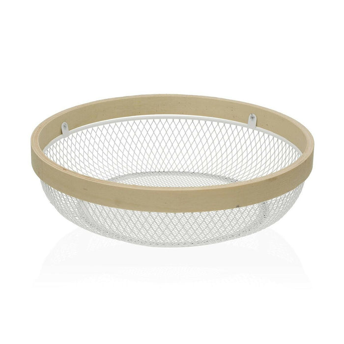 Fructieră Versa Alb Metal Lemn (25 x 7 x 25 cm)