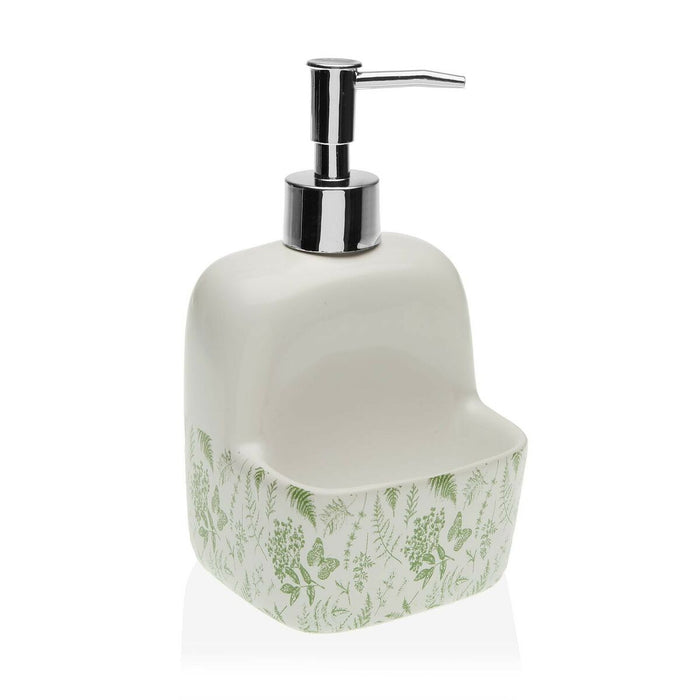 Dozator de Săpun Versa Lara Frunze Alb Ceramică (9,4 x 17,8 x 10,5 cm)
