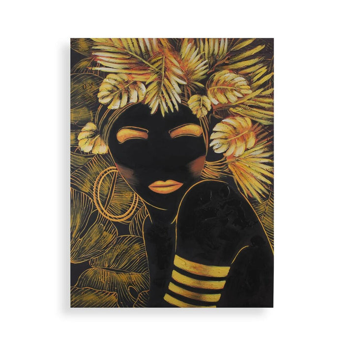 Tablou Versa Femeie Auriu* Pânză Pin 2,8 x 90 x 120 cm