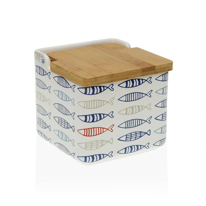 Solniță cu capac Versa Pești 12,2 x 11,5 x 12,2 cm Ceramică