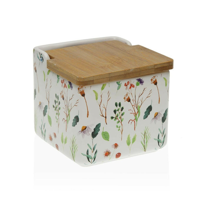 Solniță cu capac Versa Sansa Květiny 12,2 x 11,5 x 12,2 cm Ceramică