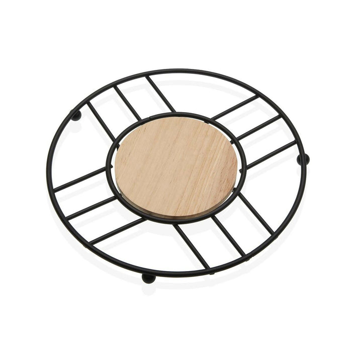 Suport Protecție pentru Masă Versa Negru Lemn Lemn de cauciuc Oțel Fier 20 x 1 x 20 cm