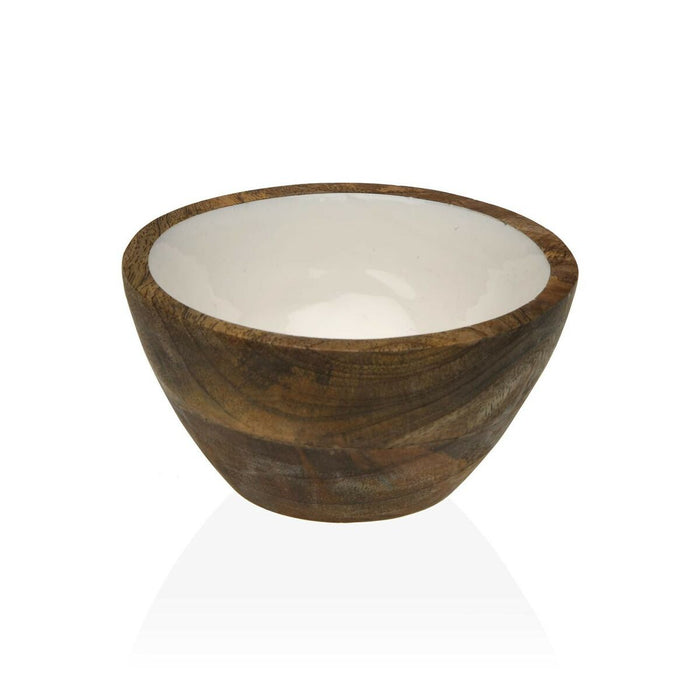 Bol Versa Alb Bambus Porțelan Lemn de mango 13 x 7 x 13 cm