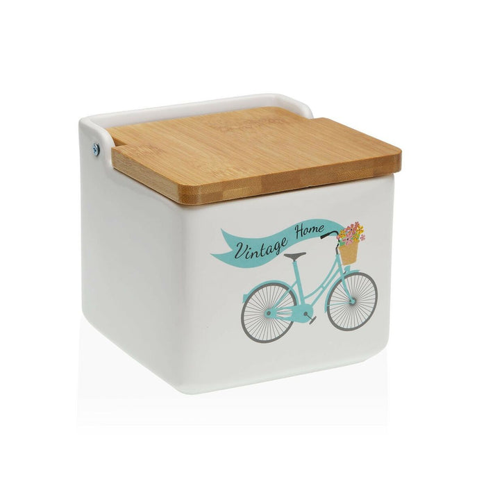 Solniță cu capac Versa Bicicletă Ceramică Dolomite 12,2 x 11,5 x 12,2 cm