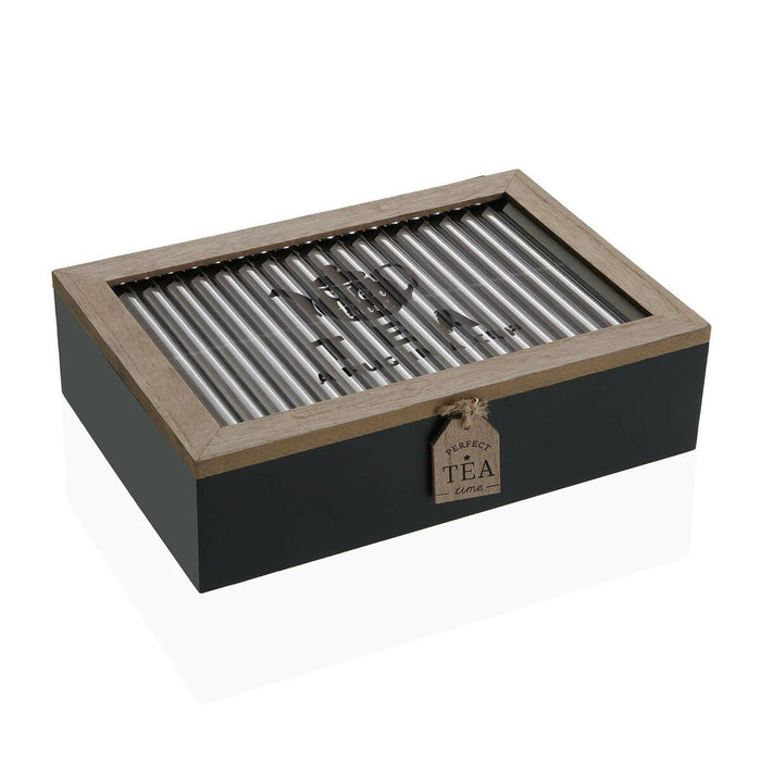 Cutie pentru infuzii Versa Negru Metal Lemn MDF 24 x 6,5 x 16,5 cm