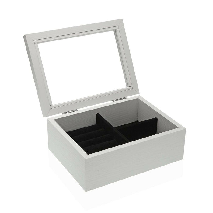 Casetă de Bijuterii Versa Alb Lemn 17 x 9,5 x 27 cm