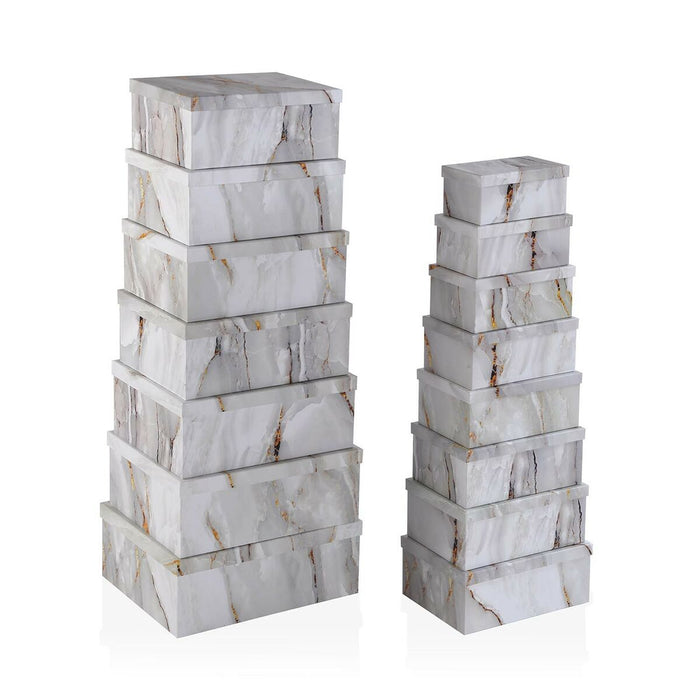 Set de cutii de depozitare, cu posibilitate de stivuire Versa Marmură Carton 15 Piese 35 x 16,5 x 43 cm
