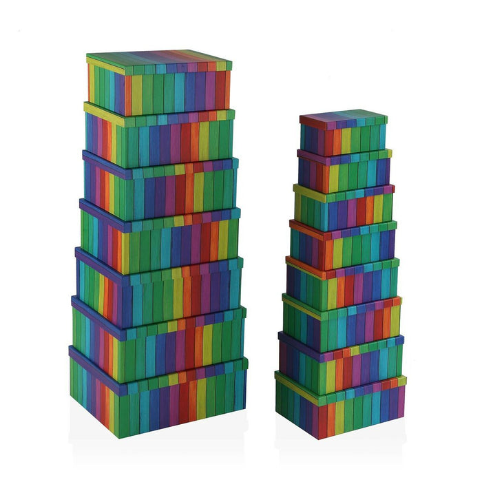 Set de cutii de depozitare, cu posibilitate de stivuire Versa Curcubeu Carton 15 Piese 35 x 16,5 x 43 cm