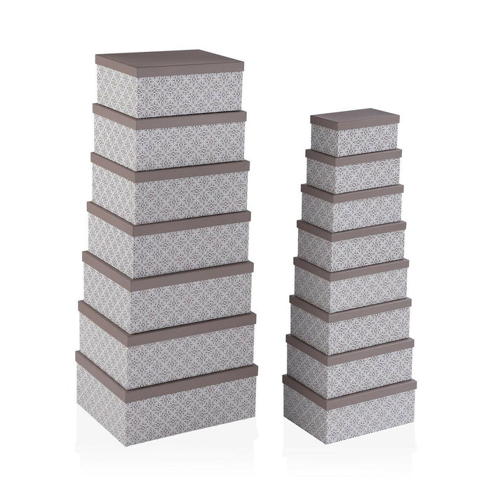 Set de cutii de depozitare, cu posibilitate de stivuire Versa Maro Carton 15 Piese