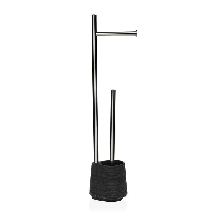 Suport pentru hârtie igienică cu suport pentru perie WC Versa Gri Rășină Oțel Chic 58 cm
