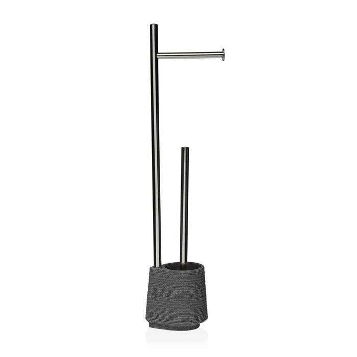 Suport pentru hârtie igienică cu suport pentru perie WC Versa Gri Rășină Oțel Chic 58 cm
