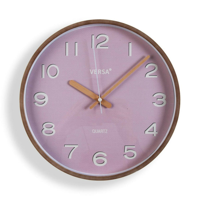 Ceas de Perete Versa Roz Plastic Cuarț 4,3 x 30 x 30 cm