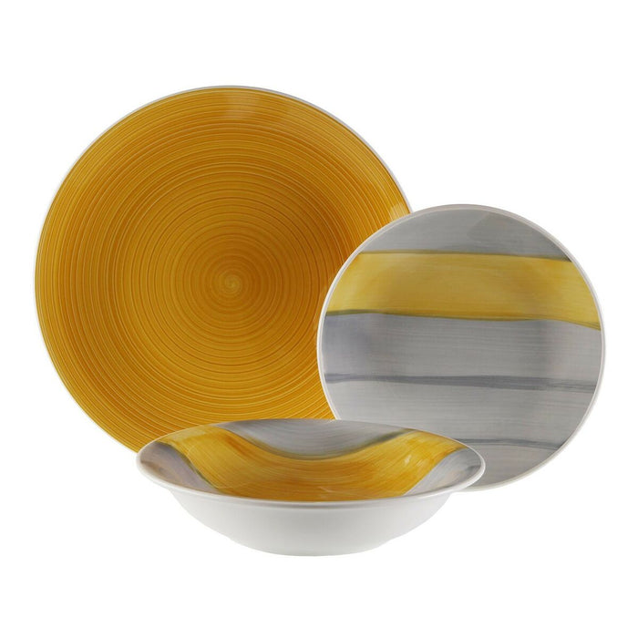 Set de Veselă Versa Leanne Galben Gresie 26,5 x 26,5 cm 18 Piese