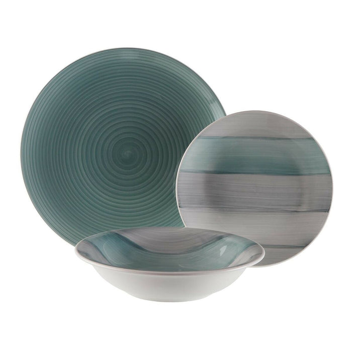Set de Veselă Versa Leanne Albastru Gresie 26,5 x 26,5 cm 18 Piese