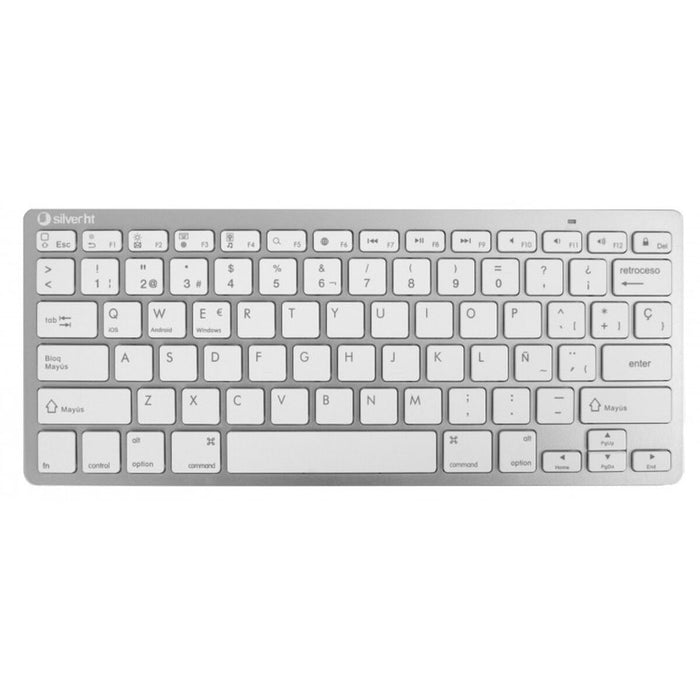 Tastatură Silver HT Teclado Inalámbrico Colors Edition - Blanco Qwerty Spaniolă Argintiu