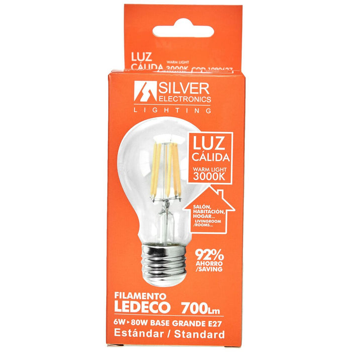 Bec LED Sferic Silver Electronics 1980627 E27 6W 3000K A++ (Lumină Caldă)