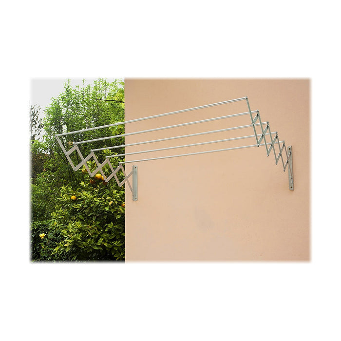 Șnur de rufe retractabil 120 x 70 x 23 cm Oțel Alb Epoxi