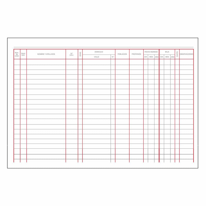 Registru de evidență a membrilor DOHE 09914 Bordo A4 100 Frunze