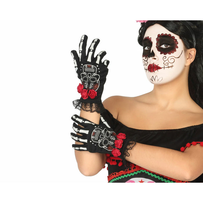 Mănuși Craniu Negru Halloween