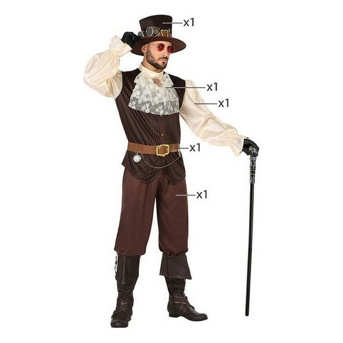 Costum Deghizare pentru Adulți DISFRAZ STEAMPUNK M-L Steampunk Maro (5 Piese)
