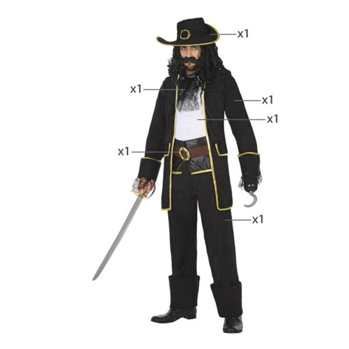 Costum Deghizare pentru Adulți Pirat Negru XL (5 Piese) (5 Unități)