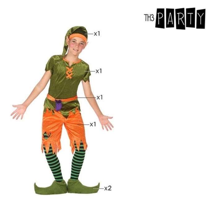 Costum Deghizare pentru Copii Spiriduș Verde Portocaliu (6 Pcs)