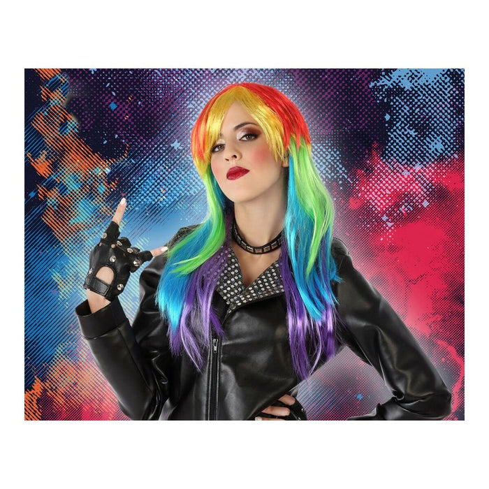 Perucă cu păr lung Shine Inline Multicolor Punk