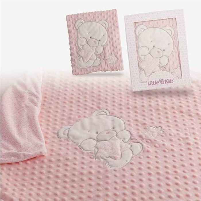 Pătură pentru Bebeluș Urs Roz Broderie Double