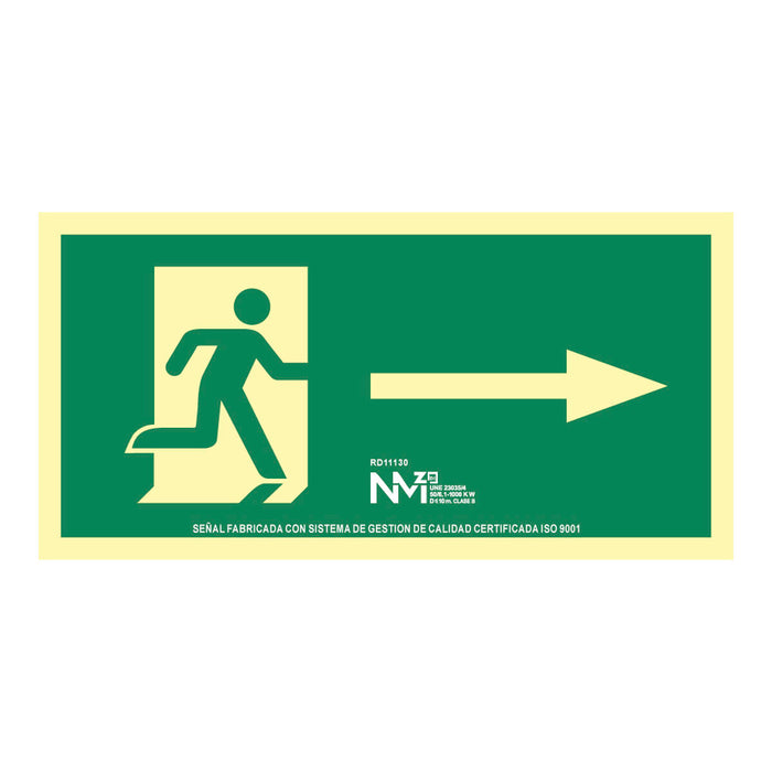 Insignă Normaluz Evacuación flecha derecha PVC (32 x 16 cm)