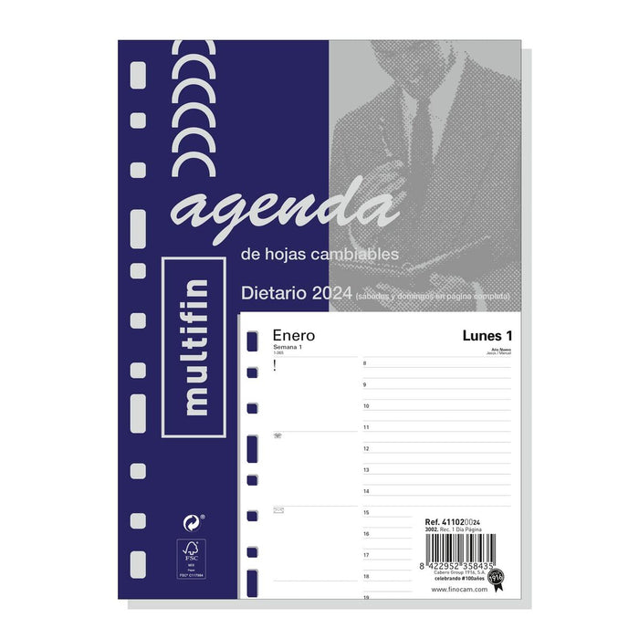 Reîncărcare pentru Agendă Finocam Multifin 2024 Alb 15,5 x 21,5 cm