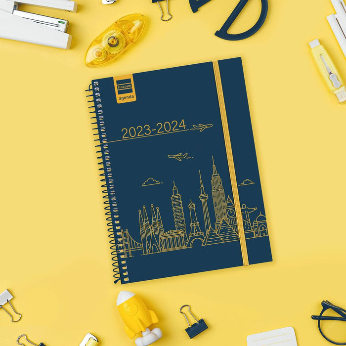 Agendă Finocam City 2023-2024 Şcoală Multicolor Sfert 15,5 x 21,2 cm