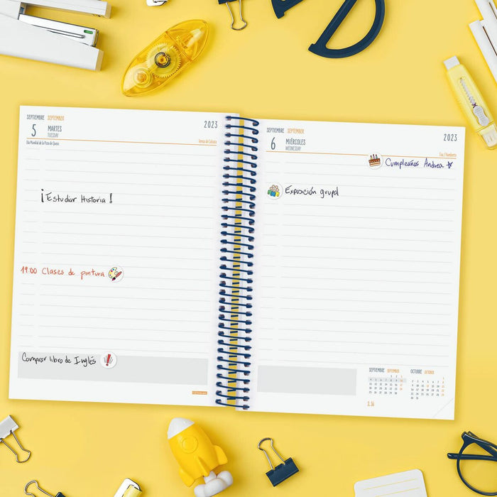 Agendă Finocam City 2023-2024 Şcoală Multicolor Sfert 15,5 x 21,2 cm