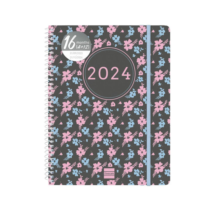 Agendă Finocam Ikon 2023-2024 Květiny 15,5 x 21,2 cm Multicolor