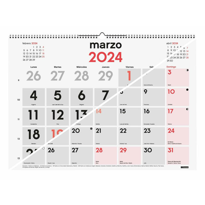 Calendar de perete Finocam Multicolor 2024 59 x 42 cm