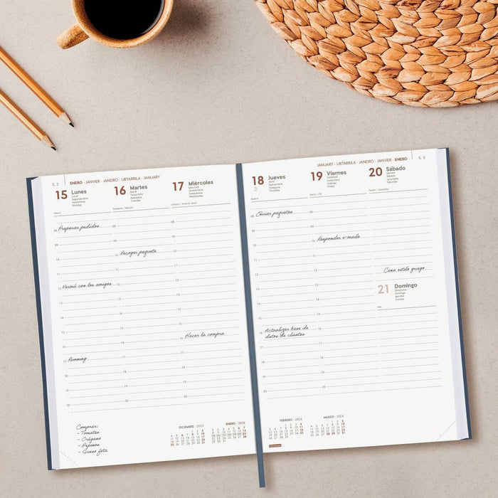 Agendă Finocam Dynamic Milano 2024 Albastru 16,5 x 24 cm