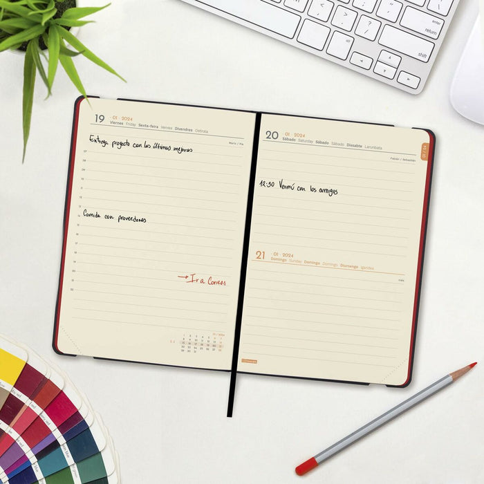 Agendă Finocam Flexi 2024 Roșu 11,8 x 16,8 cm