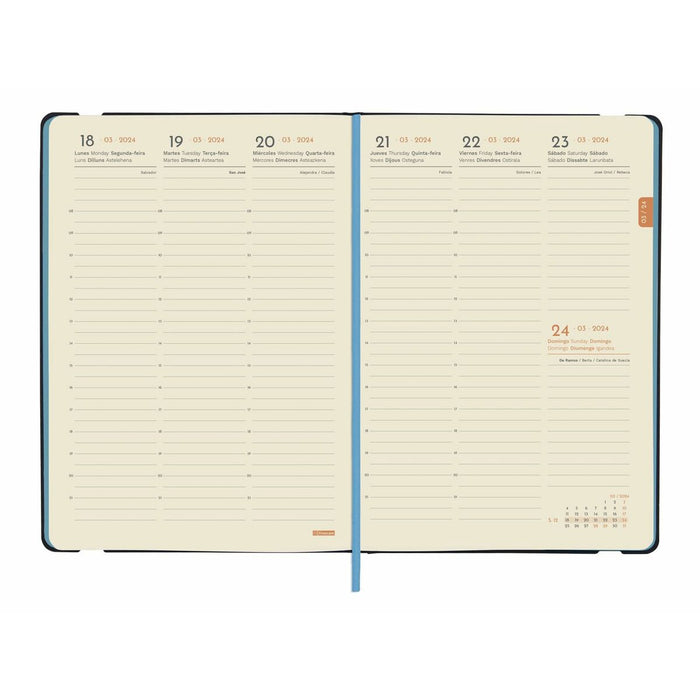 Agendă Finocam Flexi 2024 Negru A5 14,8 x 21 cm