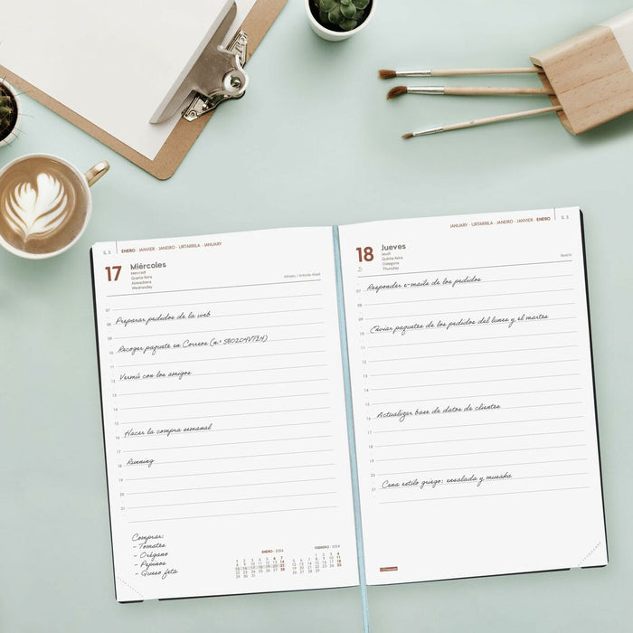 Agendă Finocam Dynamic Casual 2024 acuarela Multicolor A5 14 x 20,4 cm