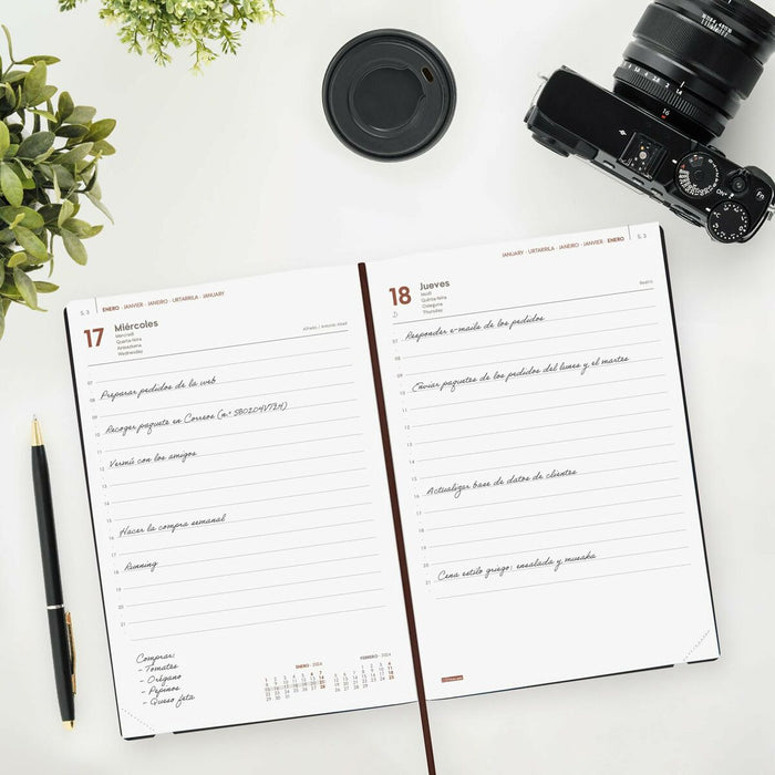 Agendă Finocam Dynamic Casual 2024 Frunza a unei plante Multicolor A5 14 x 20,4 cm