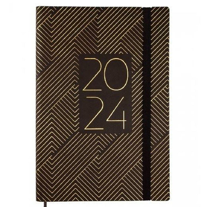 Agendă Finocam Dynamic Casual Trendy 2024 Negru Auriu* A5 14 x 20,4 cm