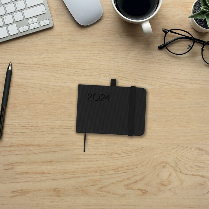 Agendă Finocam Minimal Textura 2024 Negru 10,4 x 7,3 cm