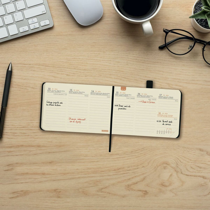 Agendă Finocam Minimal Textura 2024 Negru 10,4 x 7,3 cm