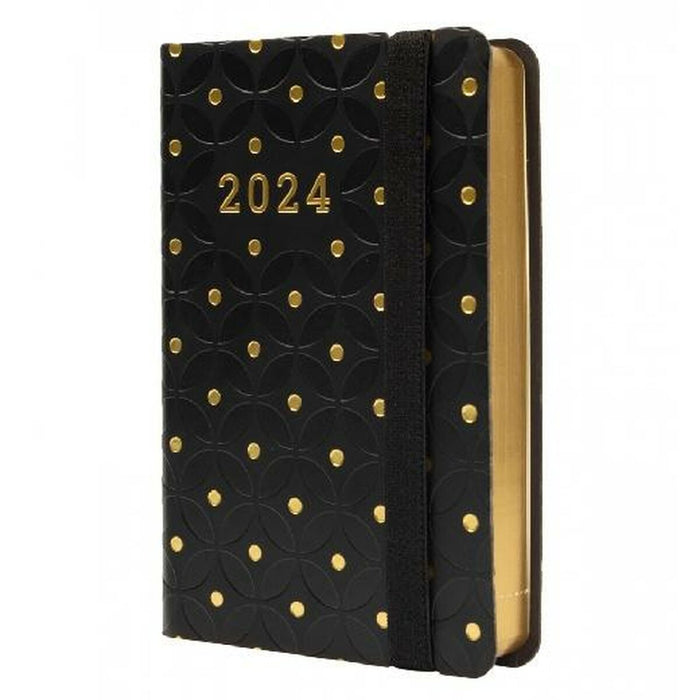 Agendă Finocam Flexy Joy Dotts 2024 Negru Auriu* 8,2 x 12,7 cm
