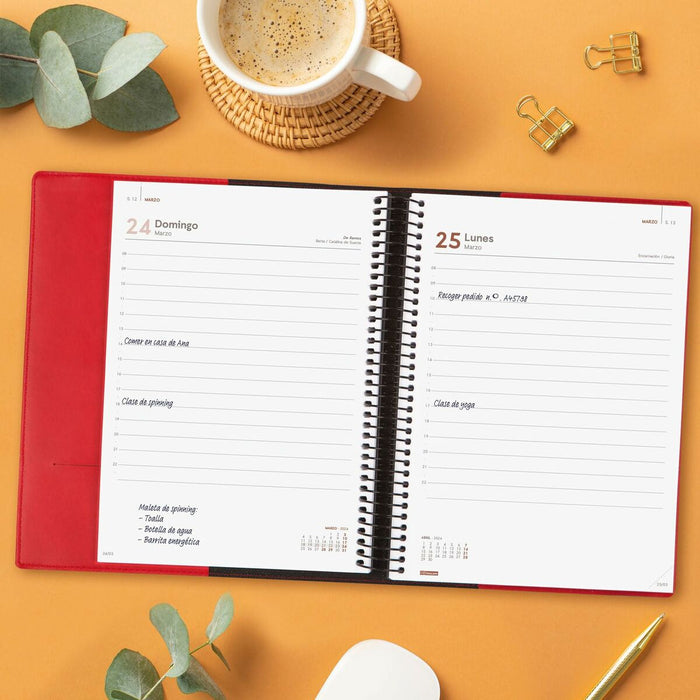 Agendă Finocam Duoband 2024 Roșu A5 15,5 x 21,2 cm