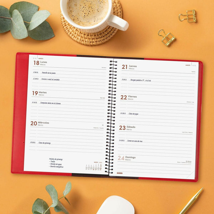 Agendă Finocam Duoband 2024 Roșu A5 15,5 x 21,2 cm